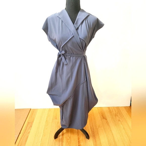 PORTO SF Dresses & Skirts - PORTO SF Asymmetrical Wrap Dress | Italian Draped Stretch Jersey size small